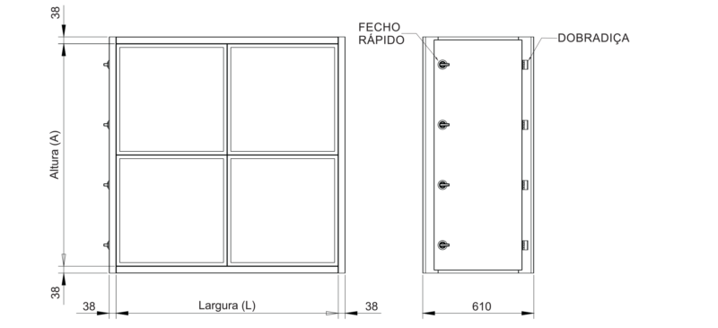 Dimensiones de la caja de filtros de linter CQF